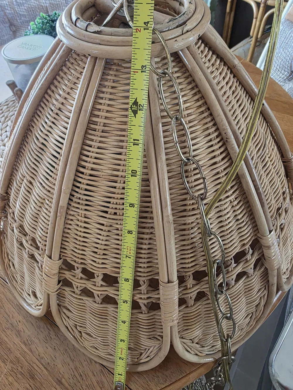 Handwoven Rattan Pendant Lantern - Natural Brown
